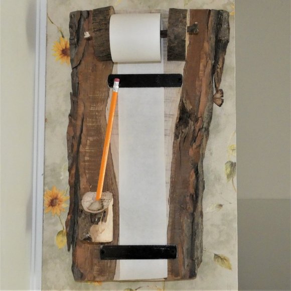 Rustic Reclaimed Wood Memo Pad, Paper Roll Memo Board, Message Center - Picture 2 of 5
